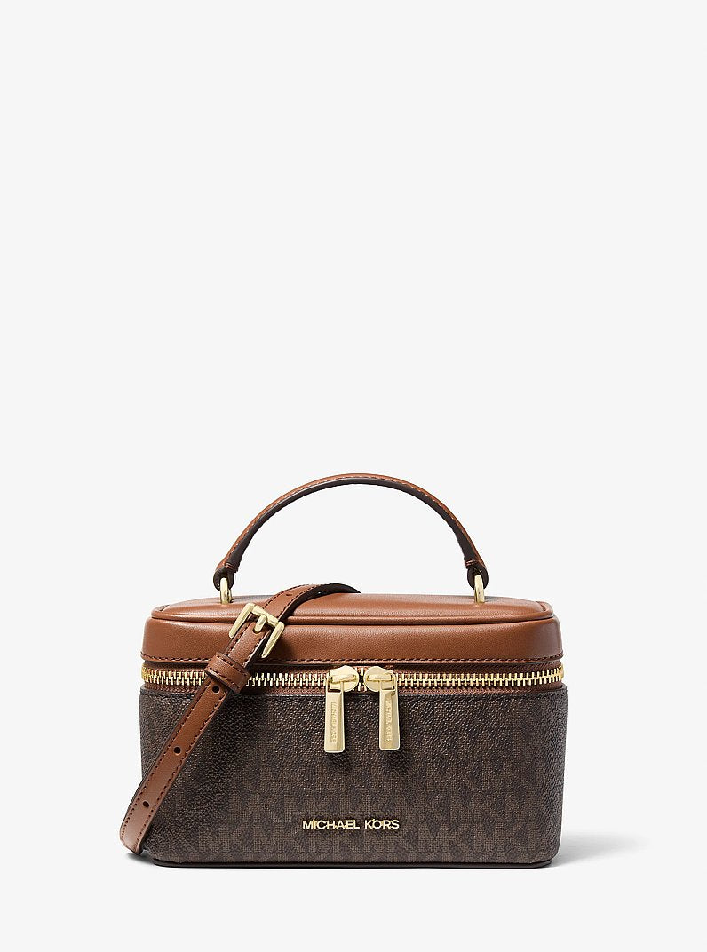 Vivi Small Signature Logo Vanity Crossbody Bag Brown Brown