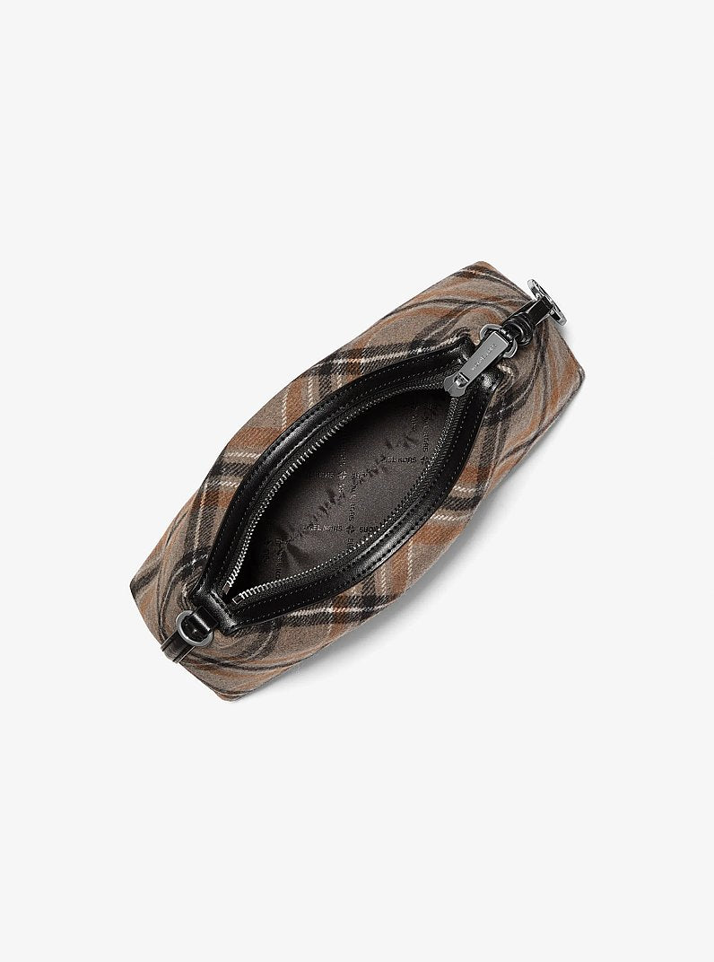 Sammy Small Plaid Print Wool Blend Convertible Crossbody Bag Black Black