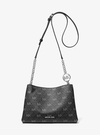 Christina Small Signature Logo Crossbody Bag Black Black