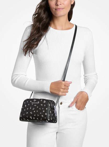 Ashton Extra-Small Floral Printed Camera Crossbody Bag Black Black