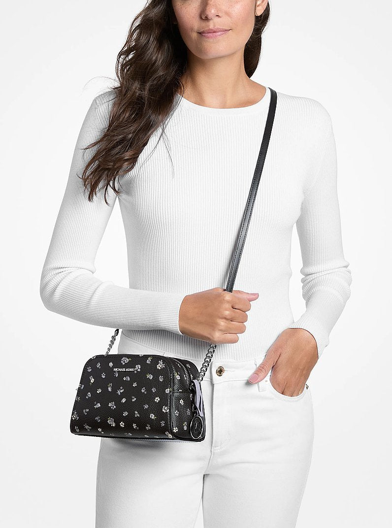 Ashton Extra-Small Floral Printed Camera Crossbody Bag Black Black