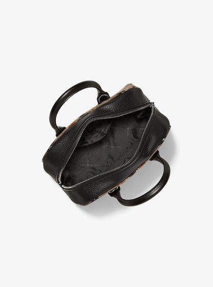 Ashton Small Plaid Print Wool Blend Messenger Bag Black Black