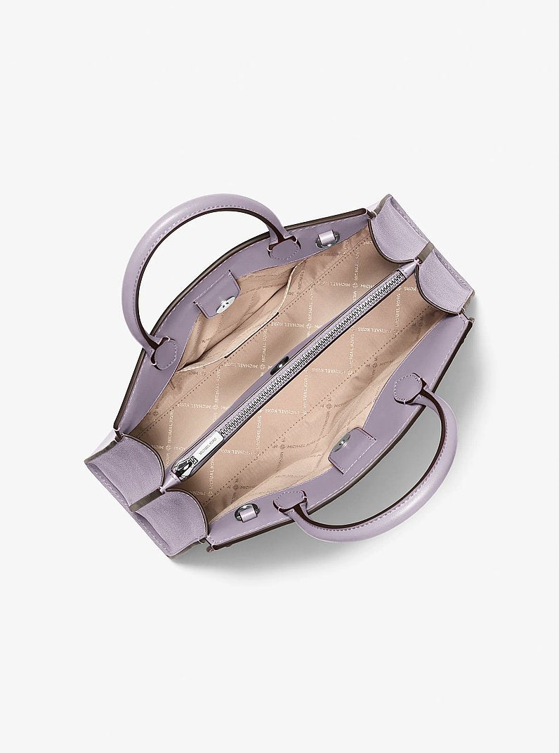 Greta Medium Leather Satchel Lilac Lilac