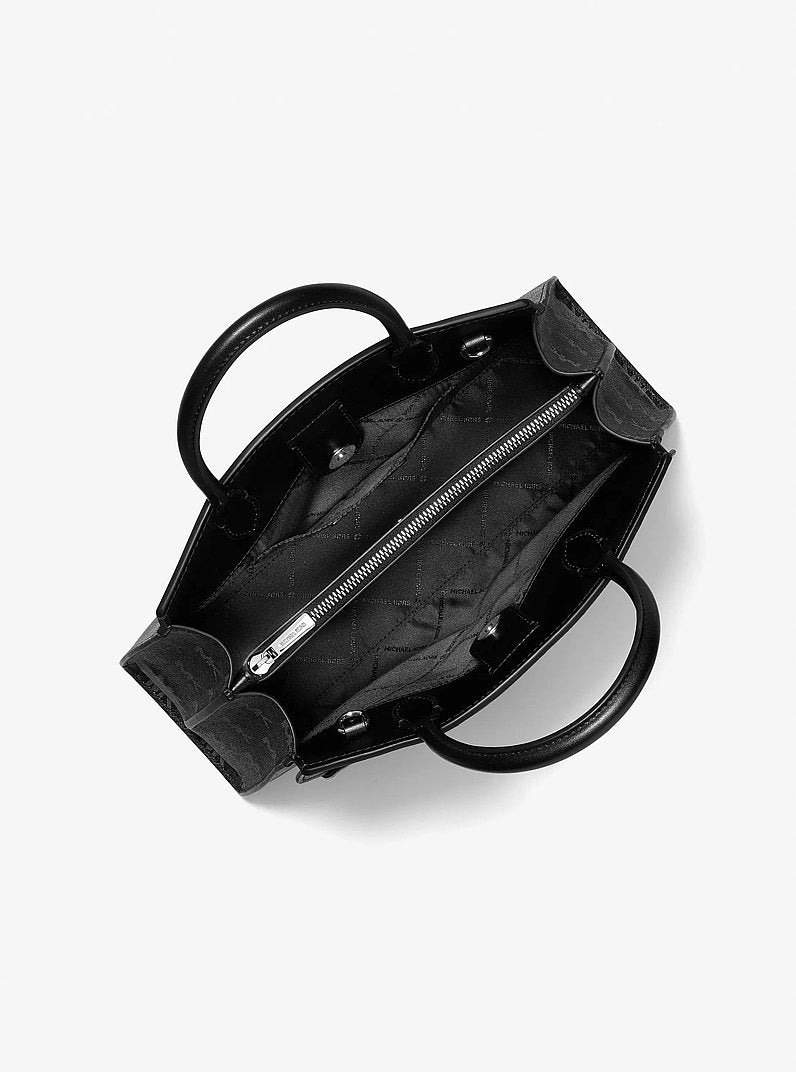 Greta Medium Signature Logo Satchel Black Black