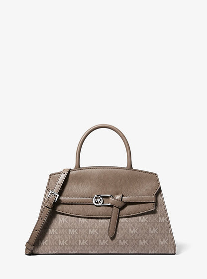 Greta Medium Signature Logo Satchel Mushroom Mushroom