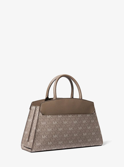 Greta Medium Signature Logo Satchel Mushroom Mushroom