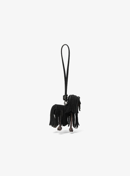 Suede Shaggy Dog Bag Charm Black Black