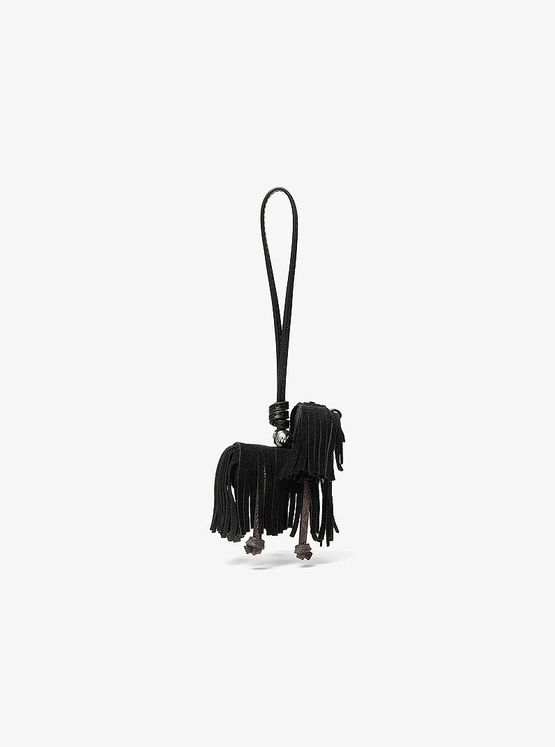 Suede Shaggy Dog Bag Charm Black Black