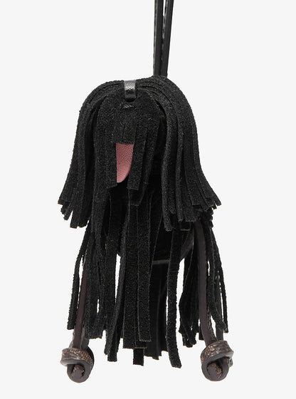 Suede Shaggy Dog Bag Charm Black Black