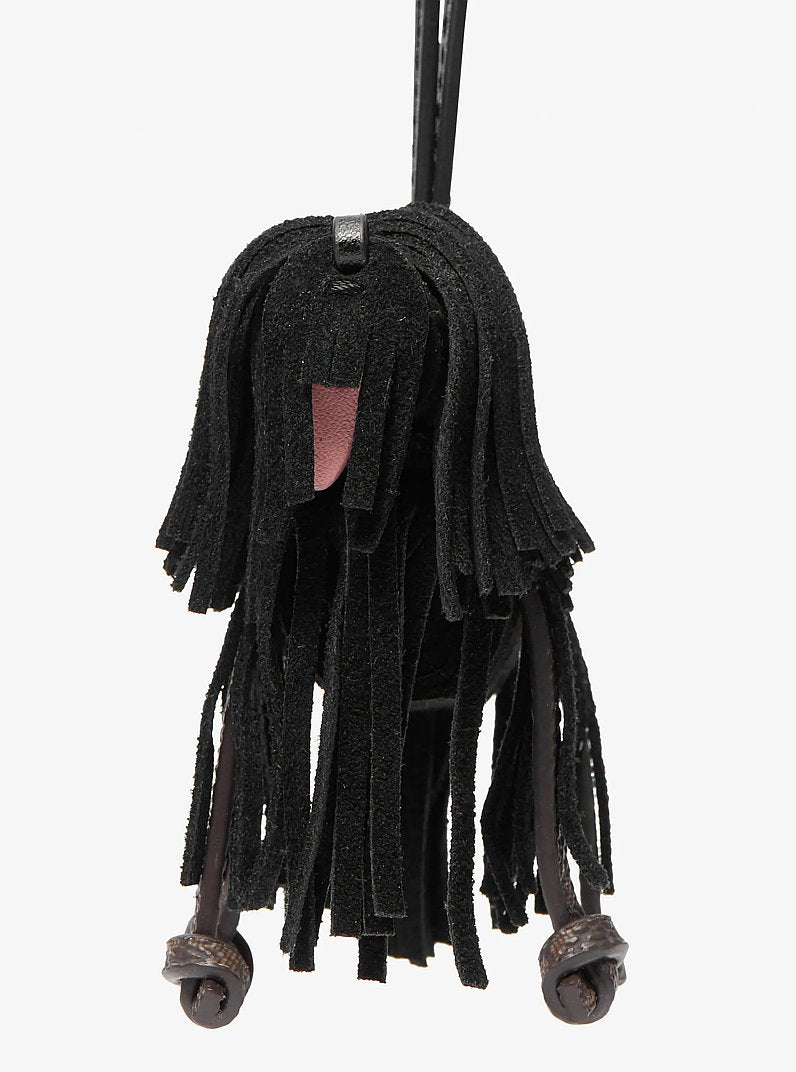 Suede Shaggy Dog Bag Charm Black Black