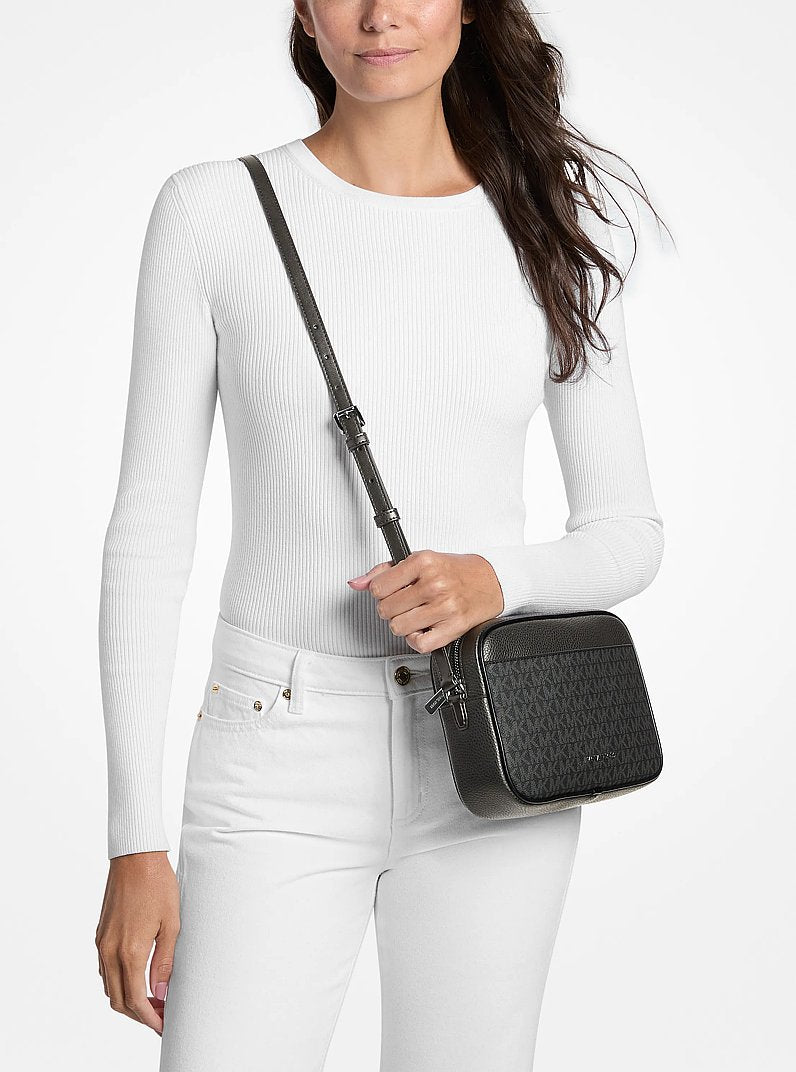 Jet Set Travel Large Signature Logo Camera Crossbody Bag Black Black