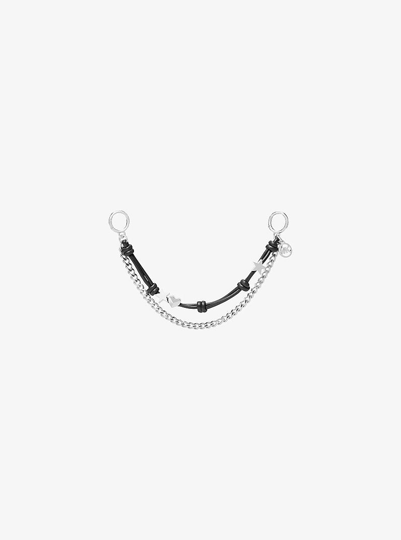 Silver-Tone Charm and Chain Bag Charm Black Black