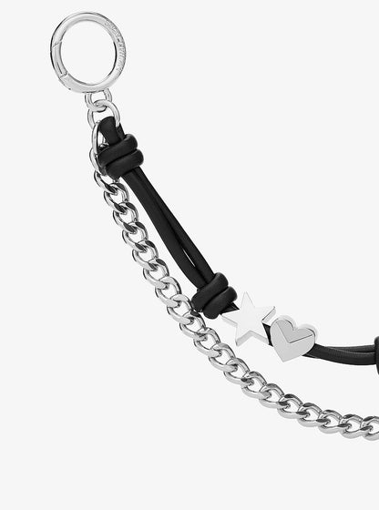 Silver-Tone Charm and Chain Bag Charm Black Black