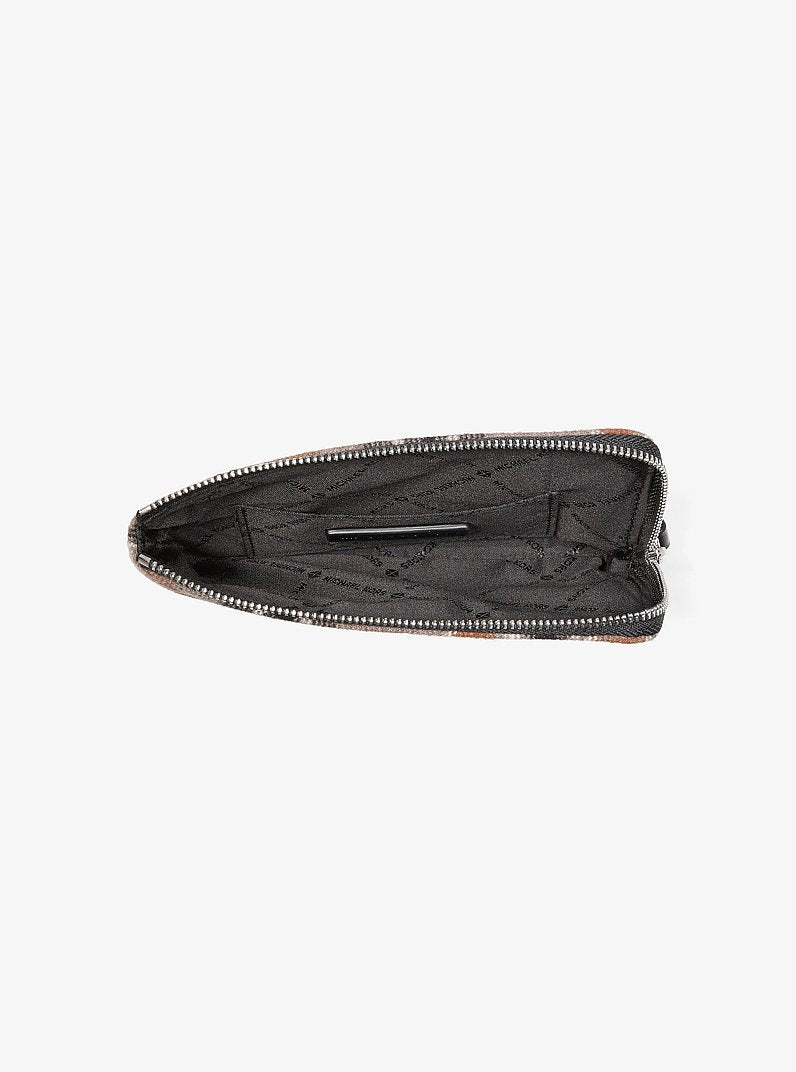 Jet Set Travel Plaid Print Wool Wristlet Black Black