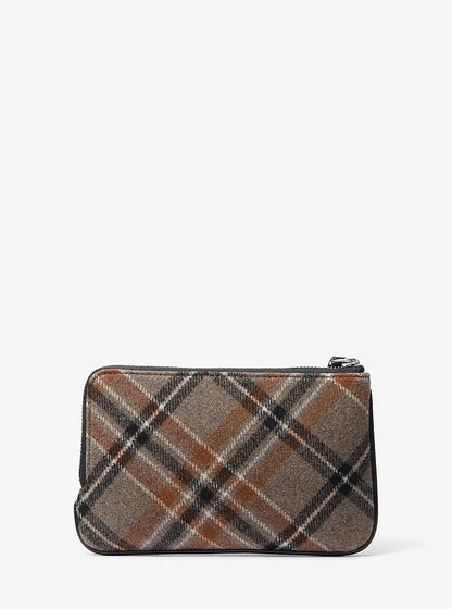 Jet Set Travel Plaid Print Wool Wristlet Black Black