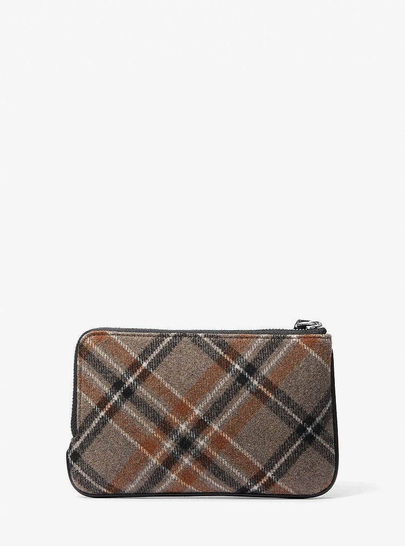 Jet Set Travel Plaid Print Wool Wristlet Black Black