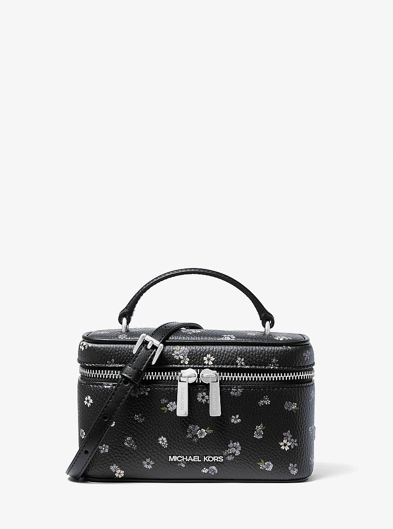 Vivi Small Floral Printed Vanity Crossbody Bag Black Black