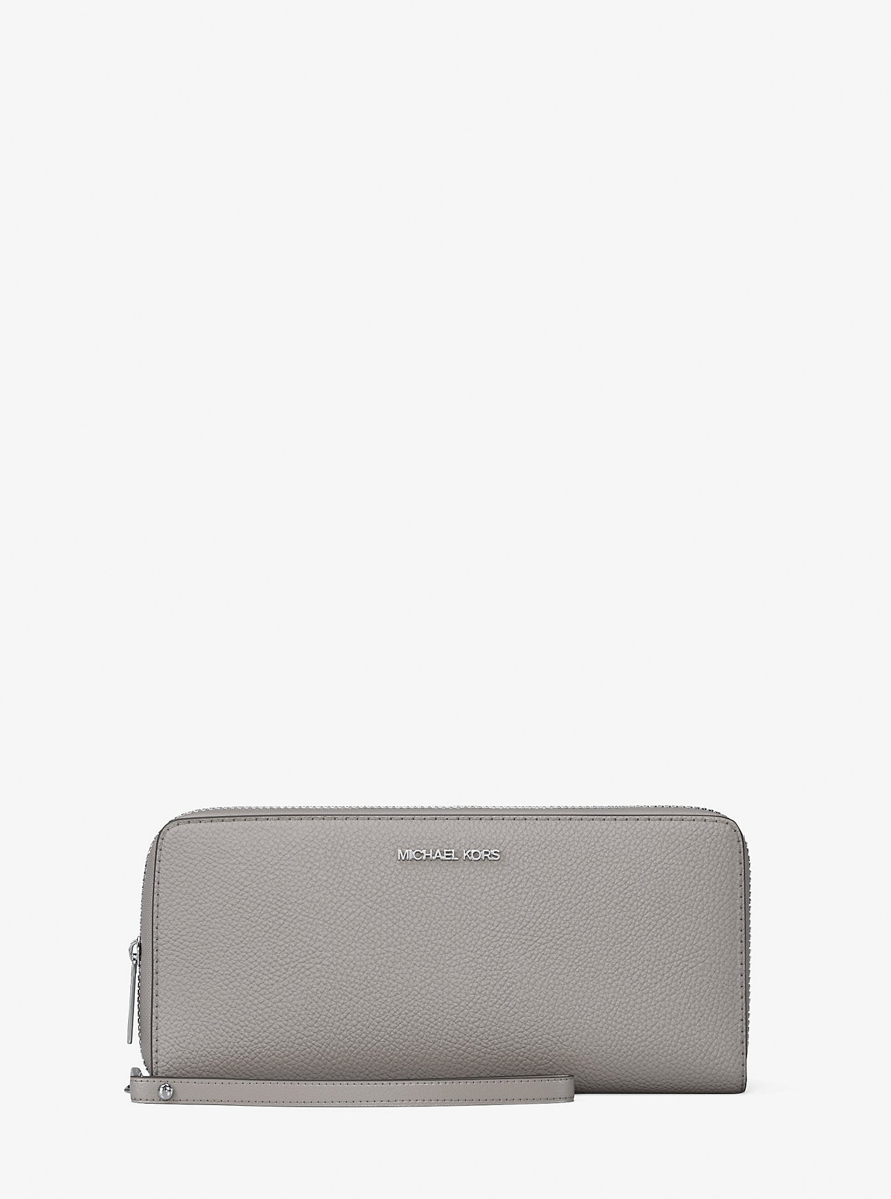Large Pebbled Leather Continental Wallet Pearl Grey Pearl Grey