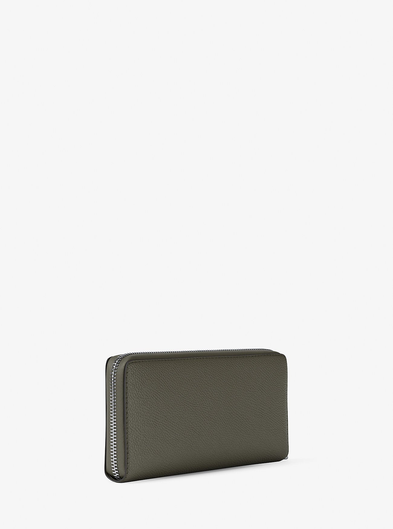 Large Pebbled Leather Continental Wallet Olive Olive