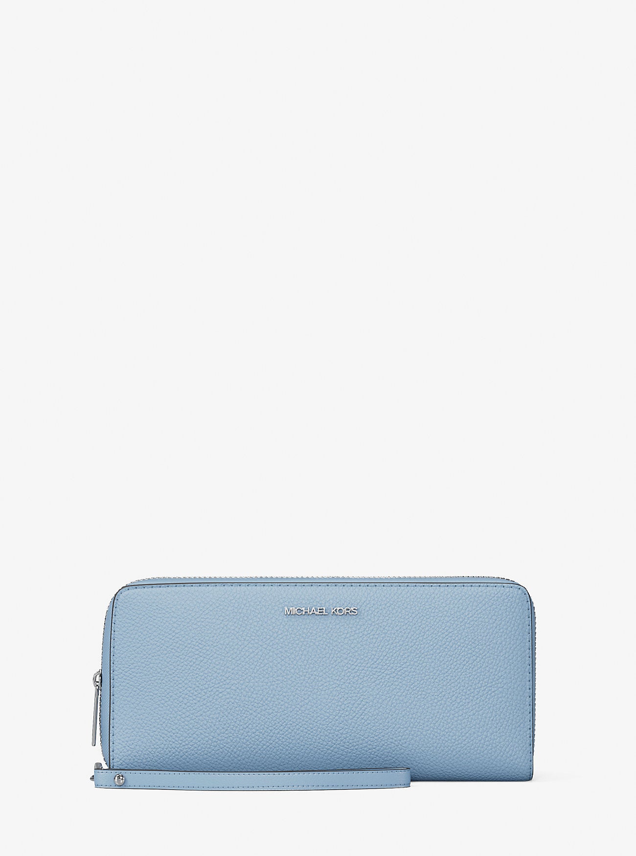Large Pebbled Leather Continental Wallet Light Sky Light Sky