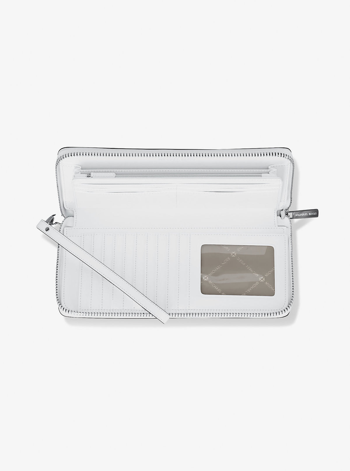 Large Pebbled Leather Continental Wallet Optic White Optic White