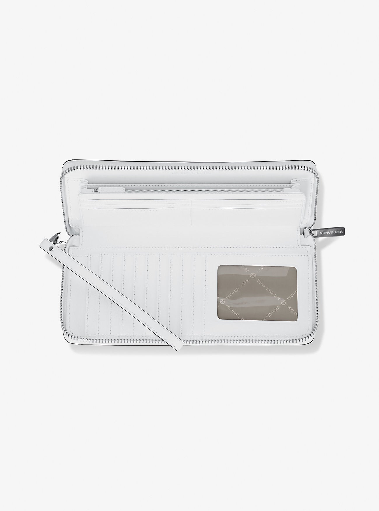 Large Pebbled Leather Continental Wallet Optic White Optic White