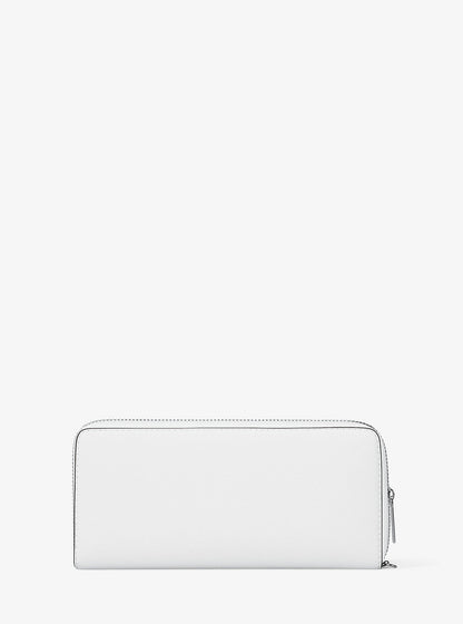 Large Pebbled Leather Continental Wallet Optic White Optic White