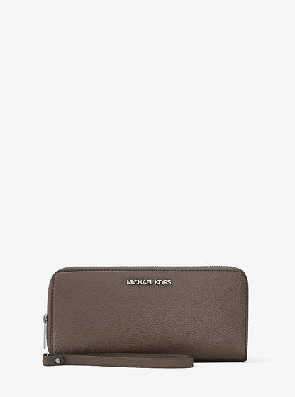 Large Pebbled Leather Continental Wallet Mushroom Mushroom
