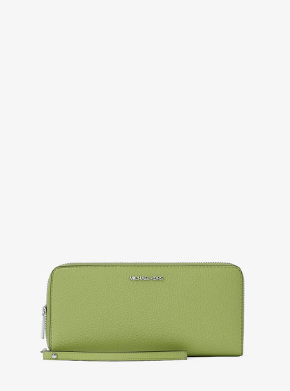 Large Pebbled Leather Continental Wallet Lime Lime