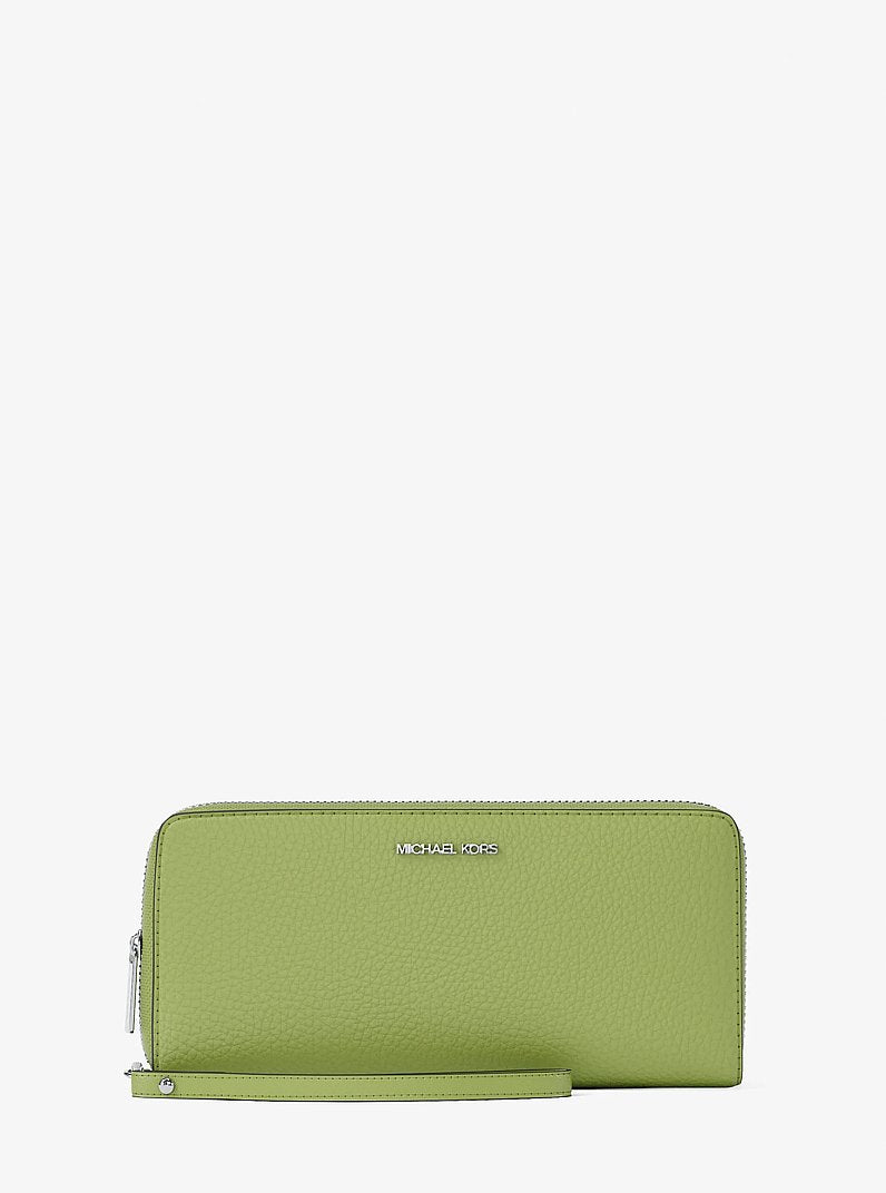 Large Pebbled Leather Continental Wallet Lime Lime