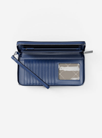 Large Pebbled Leather Continental Wallet Galaxy Blue Galaxy Blue
