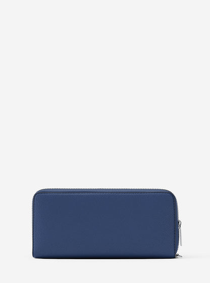 Large Pebbled Leather Continental Wallet Galaxy Blue Galaxy Blue