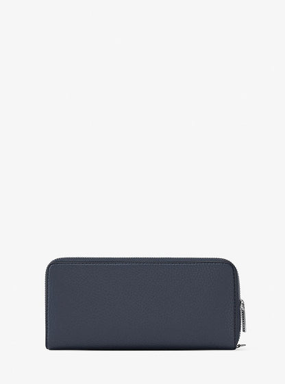 Large Pebbled Leather Continental Wallet Navy Navy