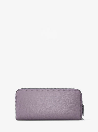 Large Pebbled Leather Continental Wallet Lilac Lilac