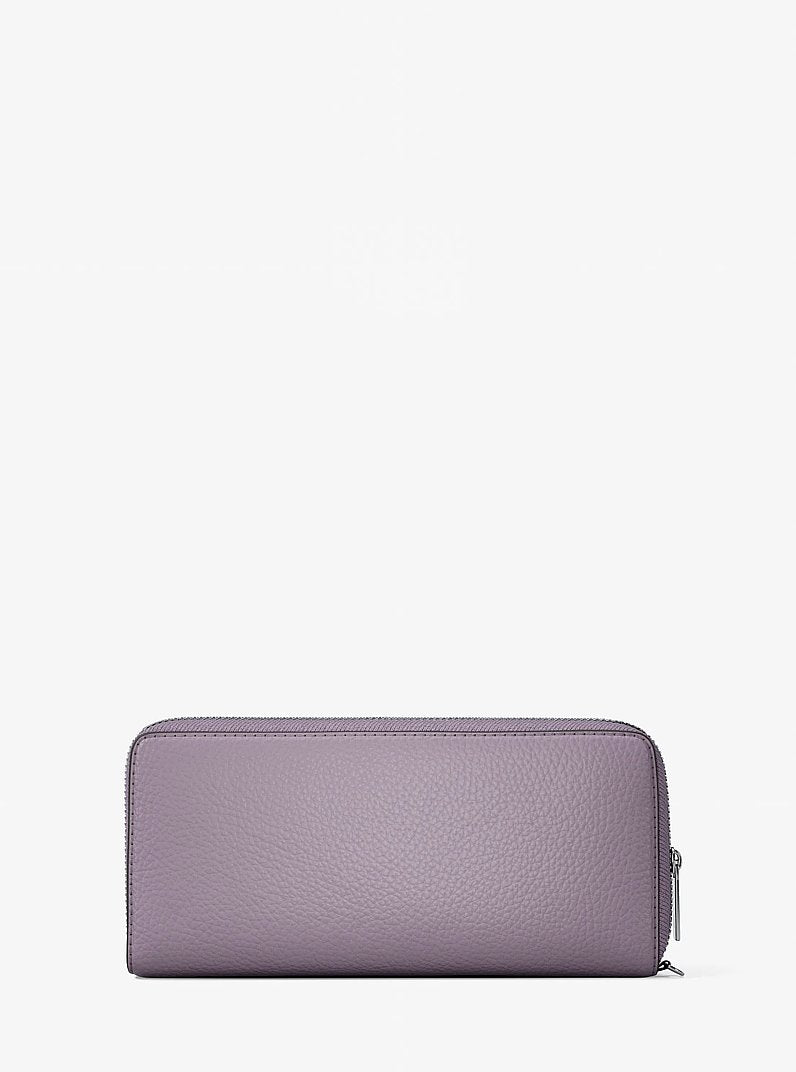 Large Pebbled Leather Continental Wallet Lilac Lilac