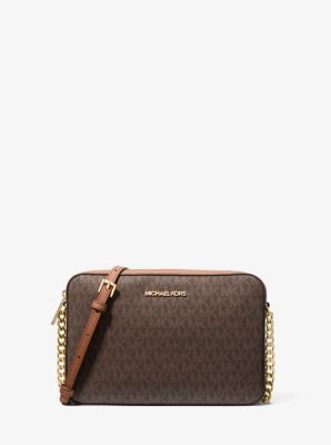 Jet Set Large Printed Logo Crossbody Bag Brown Brown