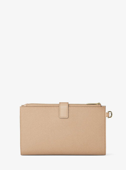 Jet Set Large Leather Smartphone Wristlet Wallet Camel Camel