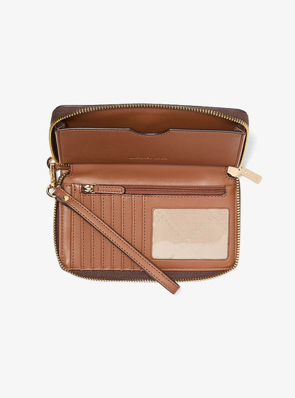 Jet Set Signature Logo Smartphone Wristlet Brown Brown