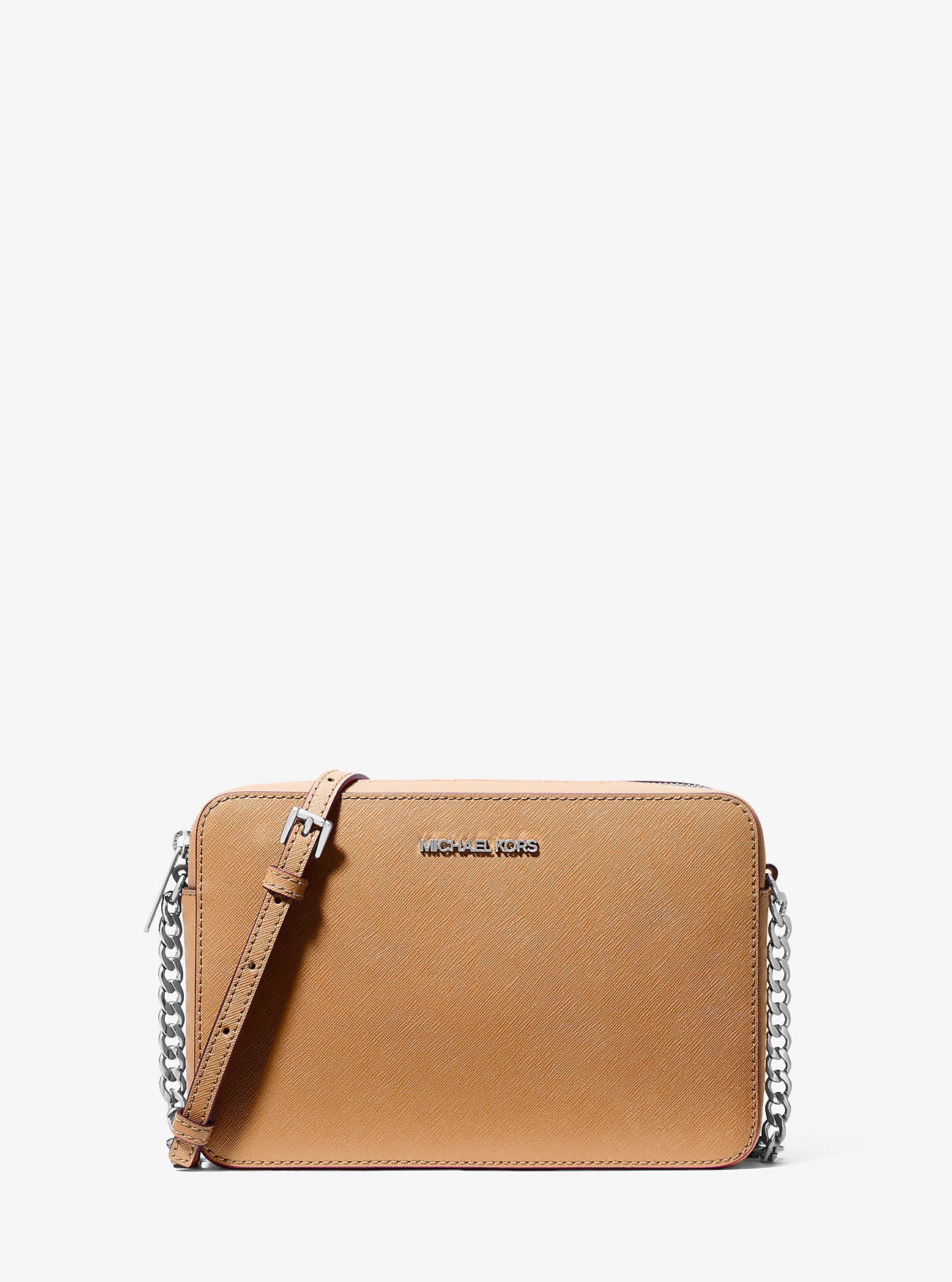 Jet Set Large Saffiano Leather Crossbody Bag Peanut Peanut
