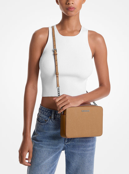 Jet Set Large Saffiano Leather Crossbody Bag Peanut Peanut