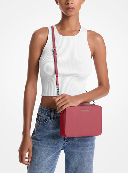 Jet Set Large Saffiano Leather Crossbody Bag Hibiscus Hibiscus