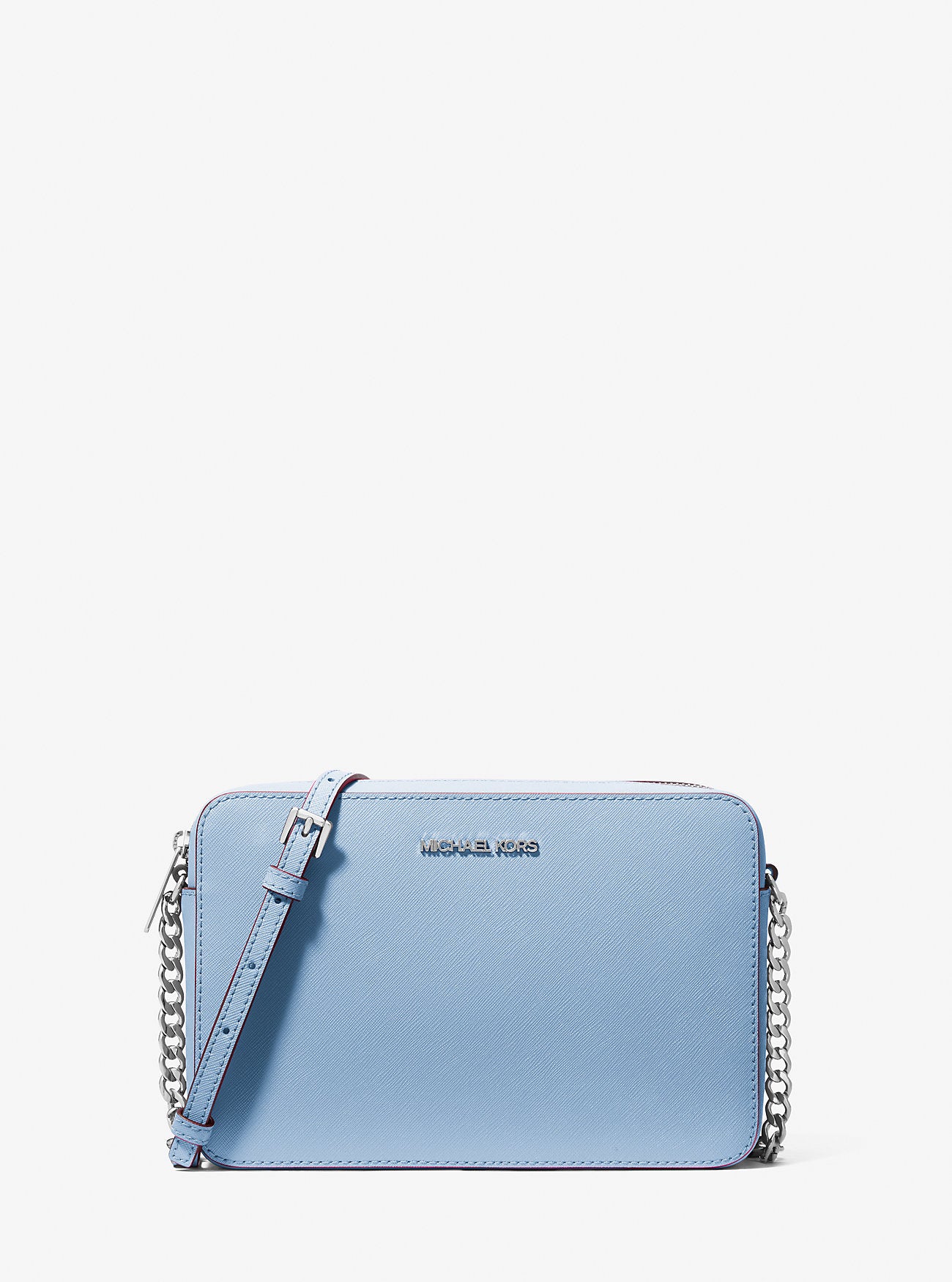 Jet Set Large Saffiano Leather Crossbody Bag Light Sky Light Sky