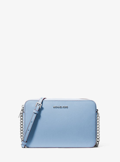 Jet Set Large Saffiano Leather Crossbody Bag Light Sky Light Sky