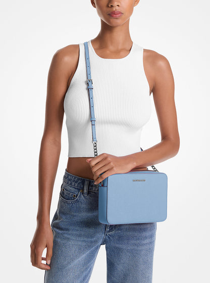 Jet Set Large Saffiano Leather Crossbody Bag Light Sky Light Sky