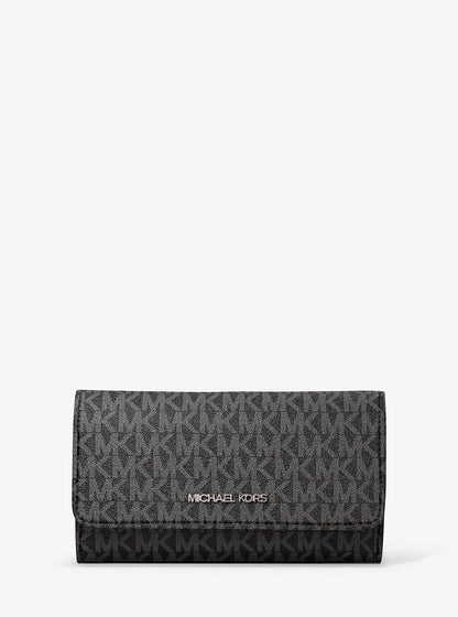 Jet Set Large Signature Logo Tri-Fold Wallet Black Black