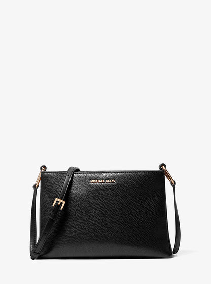 Trisha Medium Pebbled Leather Crossbody Bag Black Black