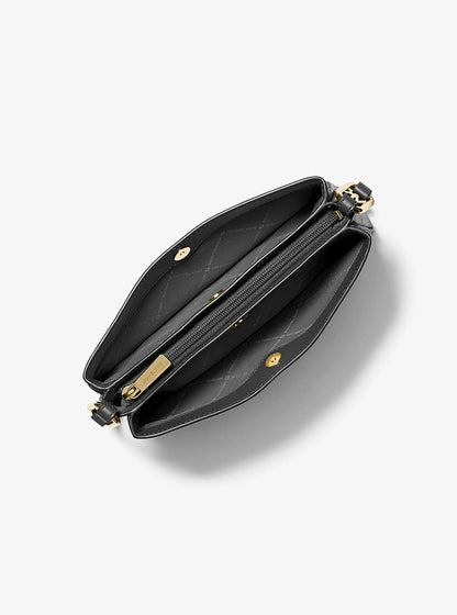 Trisha Medium Pebbled Leather Crossbody Bag Black Black
