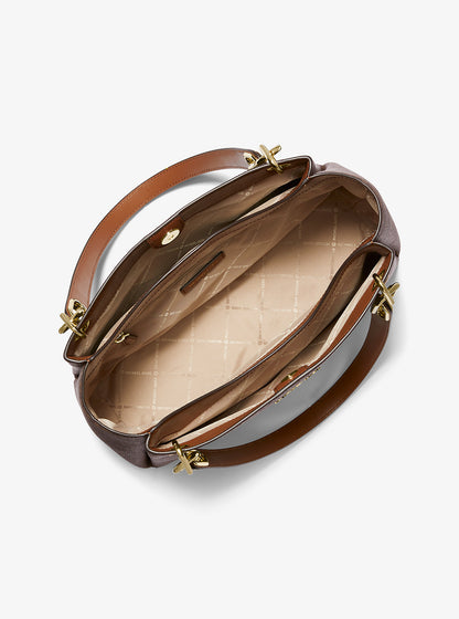 Trisha Large Logo Shoulder Bag Brown Brown