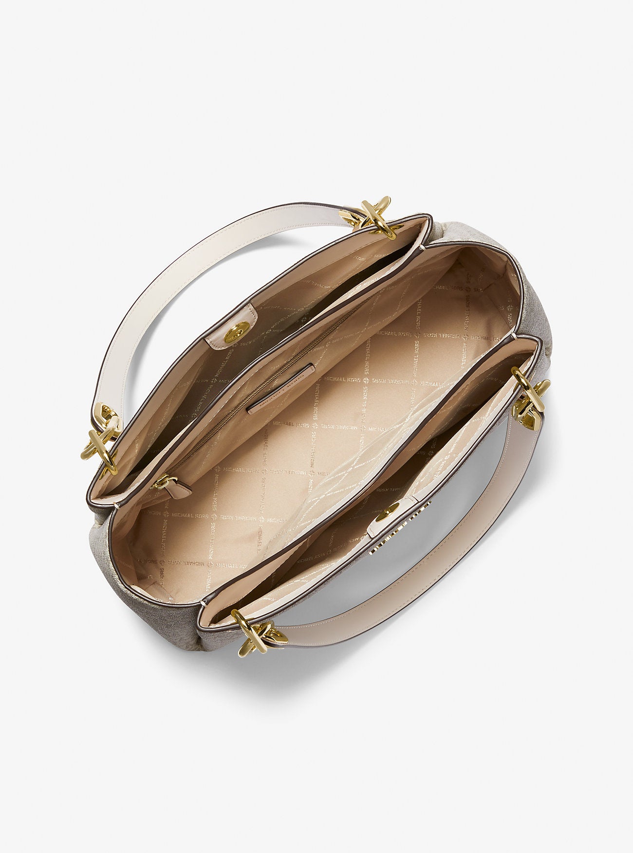 Trisha Large Logo Shoulder Bag Lt Crm Multi Lt Crm Multi