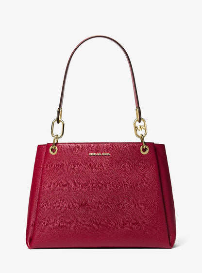 Trisha Large Pebbled Leather Shoulder Bag Cherry Cherry